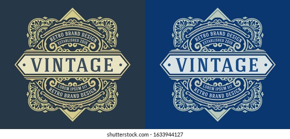 vintage logo template, Hotel, Restaurant, Business Identity set.