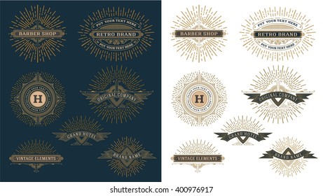 Vintage logo template, Hotel, Restaurant, Business or Boutique Identity. Design with Flourishes Elegant Design Elements.Vector