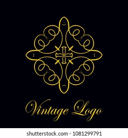 Vintage logo template. Vector logotype element, retro label, badge