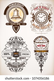 vintage logo templates, Hotel, Restaurant, Business or Boutique Identity. Design with Flourishes Elegant Design Elements. Royalty. Vector Illustration