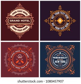 Vintage logo templates, Hotel, Restaurant, Business Identity set.