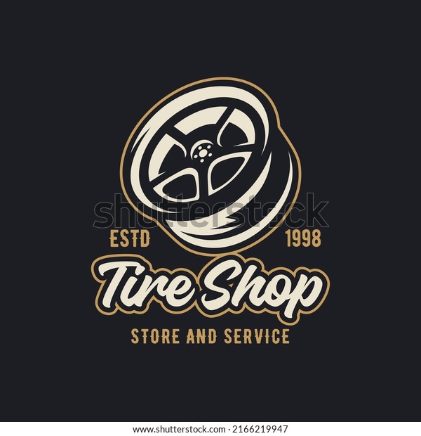 vintage logo\
tire shop vector template\
illustration