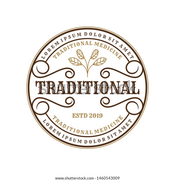 Vintage Logo Traditional Medicines Stock Vector (Royalty Free) 1460543009