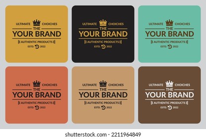 Vintage Logo V.#3 in 6 different retro or classic background colors vector