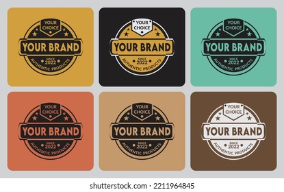 Vintage Logo V.#6 in 6 different retro or classic background colors vector