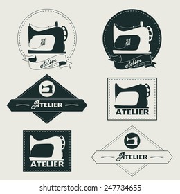   Vintage logo vector collection. Tailor labels  for sewing shop , atelier, sewing manufacturers and sewing store.
