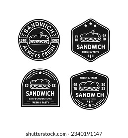 vintage logo Vector hipster sandwich kebab for food and cafe