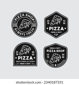 logotipo vintage Vector minimalis pizza para comida y café