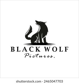 vintage logo wolf vector template illustration