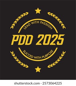 Vintage logo of work team named PDD 2025 vector