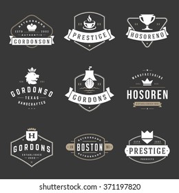 Vintage Logos Design Templates Set. Vector design elements, Logo Elements, Logo symbols, Logo Icons, Logo Vector, Symbols Design, Retro Logos. Lion Logo, Coffee Logo, Ornament Logo, Crown Logo.