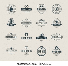 Vintage Logos Design Templates Set. Vector logotypes elements collection, Icons Symbols, Retro Labels, Badges, Silhouettes.