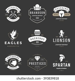 Vintage Logos Design Templates Set. Vector logotypes elements collection, Icons Symbols, Retro Labels, Badges, Silhouettes.