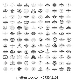 Vintage Logos Design Templates Set. Vector logotypes elements collection, Icons Symbols, Retro Labels, Badges, Silhouettes. Big Collection 120 Items.