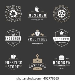 Vintage Logos Design Templates Set. Vector logotypes elements collection, Icons Symbols, Retro Labels, Badges, Silhouettes.