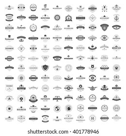 Vintage Logos Design Templates Set. Vector logotypes elements collection. Big Collection 120 Items.