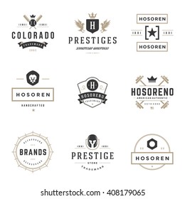 Vintage Logos Design Templates Set. Vector logotypes elements collection, Icons Symbols, Retro Labels, Badges, Silhouettes.