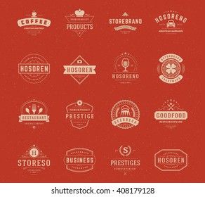Vintage Logos Design Templates Set. Vector logotypes elements collection, Icons Symbols, Retro Labels, Badges and Silhouettes.