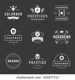 Vintage Logos Design Templates Set. Vector logotypes elements collection, Icons Symbols, Retro Labels, Badges, Silhouettes.