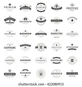 Vintage Logos Design Templates Set. Vector logotypes elements collection, Icons Symbols, Retro Labels, Badges and Silhouettes. Big Collection 30 Items.