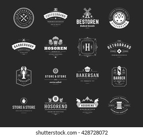 Vintage Logos Design Templates Set. Vector logotypes elements collection, Icons Symbols, Retro Labels, Badges and Silhouettes.