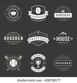 Vintage Logos Design Templates Set. Vector logotypes elements collection, Icons Symbols, Retro Labels, Badges, Silhouettes, Ribbons and Frames.