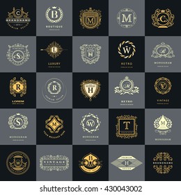 Vintage Logos Design Templates Set. 