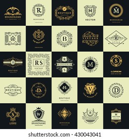 Vintage Logos Design Templates Set. 