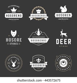 Vintage Logos Design Templates Set. Vector logotypes elements collection, Retro Labels, Badges and Silhouettes.