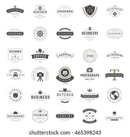 Vintage Logos Design Templates Set. Vector Labels Elements Collection, Retro Badges and Silhouettes. 