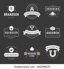 Vintage Logos Design Templates Set. Vector Labels Elements Collection, Retro Badges and Silhouettes. 