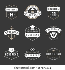 Vintage Logos Design Templates Set. Vector logotypes elements collection, Icons Symbols, Retro Labels, Badges, Silhouettes.