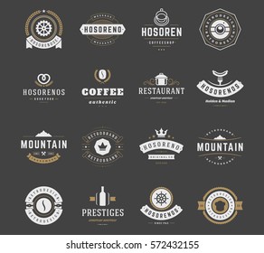 Vintage Logos Design Templates Set. Vector logotypes elements collection, Icons Symbols, Retro Labels, Badges and Silhouettes.