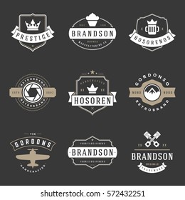 Vintage Logos Design Templates Set. Vector logotypes elements collection, Icons Symbols, Retro Labels, Badges and Silhouettes.