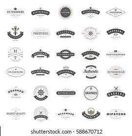 Vintage Logos Design Templates Set. Vector logotypes elements collection, Icons Symbols, Retro Labels, Badges, Silhouettes. Big Collection.