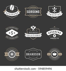 Vintage Logos Design Templates Set. Vector logotypes elements collection, Icons Symbols, Retro Labels, Badges, Silhouettes, Ribbons and Frames.