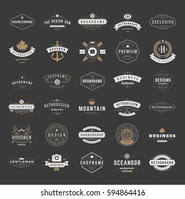 Vintage Logos Design Templates Set. Vector logotypes elements collection, Icons Symbols, Retro Labels, Badges and Silhouettes.