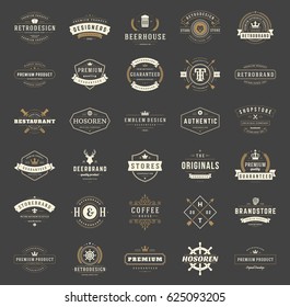 Vintage Logos Design Templates Set. Vector logotypes elements collection, Icons Symbols, Retro Labels, Badges, Silhouettes.