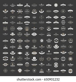 Vintage Logos Design Templates Set. Vector logotypes elements collection, Icons Symbols, Retro Labels, Badges, Silhouettes. Big Collection 120 Items.