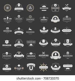 Vintage Logos Design Templates Set. Vector logotypes elements collection, Icons Symbols, Retro Labels, Badges and Silhouettes.