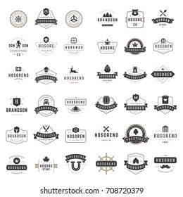 Vintage Logos Design Templates Set. Vector logotypes elements collection, Icons Symbols, Retro Labels, Badges and Silhouettes.