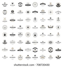 Vintage Logos Design Templates Set. Vector logotypes elements collection, Icons Symbols, Retro Labels, Badges and Silhouettes.