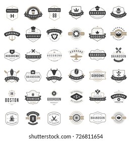 Vintage Logos Design Templates Set. Vector logotypes elements collection, Icons Symbols, Retro Labels, Badges and Silhouettes.