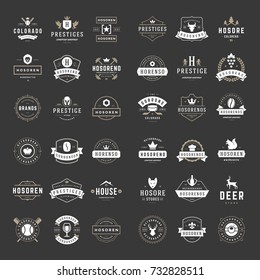 Vintage Logos Design Templates Set. Vector logotypes elements collection, Icons Symbols, Retro Labels, Badges and Silhouettes.