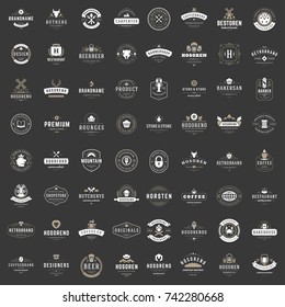 Vintage Logos Design Templates Set. Vector logotypes elements collection, Icons Symbols, Retro Labels, Badges and Silhouettes.