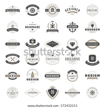Vintage Logos Design Templates Set. Vector logotypes elements collection, Icons Symbols, Retro Labels, Badges and Silhouettes.