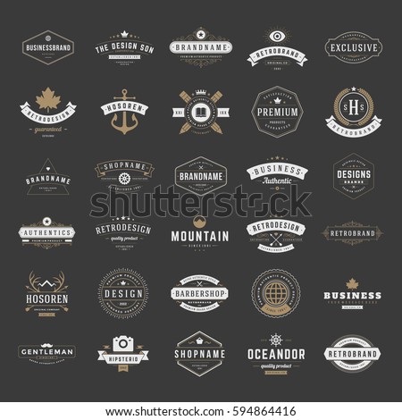 Vintage Logos Design Templates Set. Vector logotypes elements collection, Icons Symbols, Retro Labels, Badges and Silhouettes.
