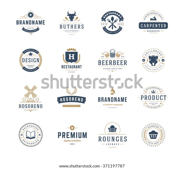 Vintage Logos Design Templates Set Vector Stock Vector (Royalty Free ...