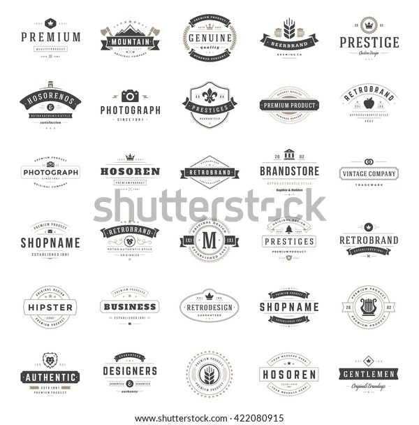 Vintage Logos Design Templates Set Vector Stock Vector (Royalty Free ...