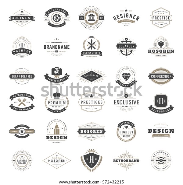 Vintage Logos Design Vorlagen Set Kollektion Von Stock Vektorgrafik Lizenzfrei